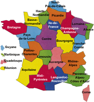 French map (regions in France)